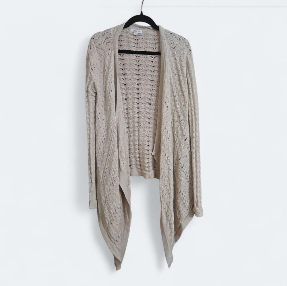 Johnny Was Cream Cashmere Open-Front Cardigan
